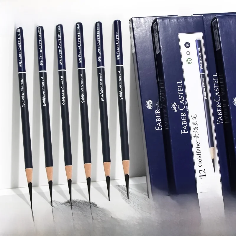 5/6 pièces Faber Castell Goldfaber charbon de bois Graphite croquis ensemble EX-doux moyen dur crayons pour dessin croquis ombrage artistes