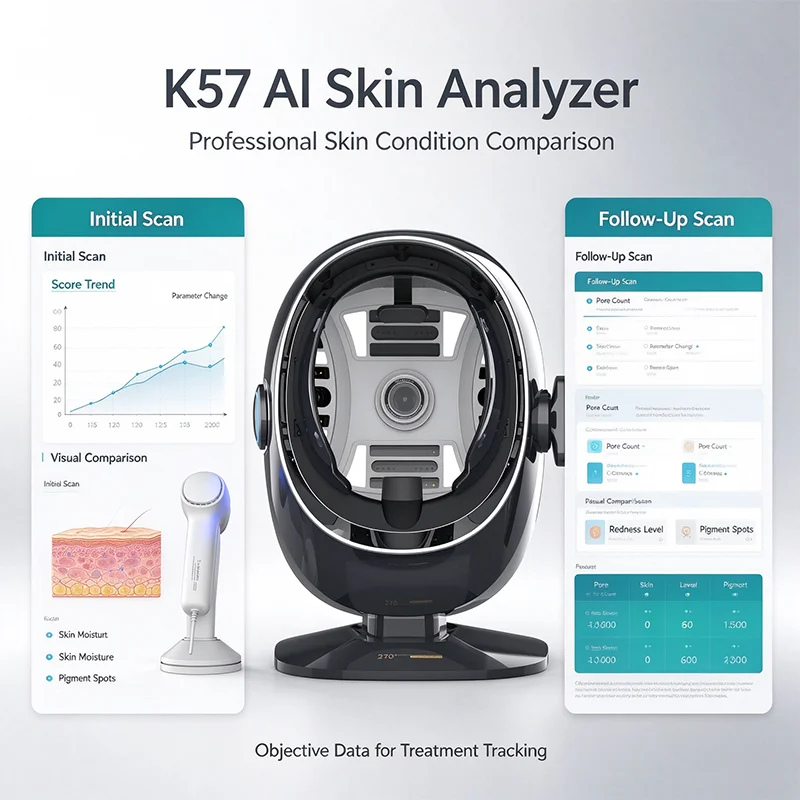 K57 AI Skin Analysis Machine Professional Facial Scanner 8 Spectral Imaging Skin Condition Detection Skin Report System