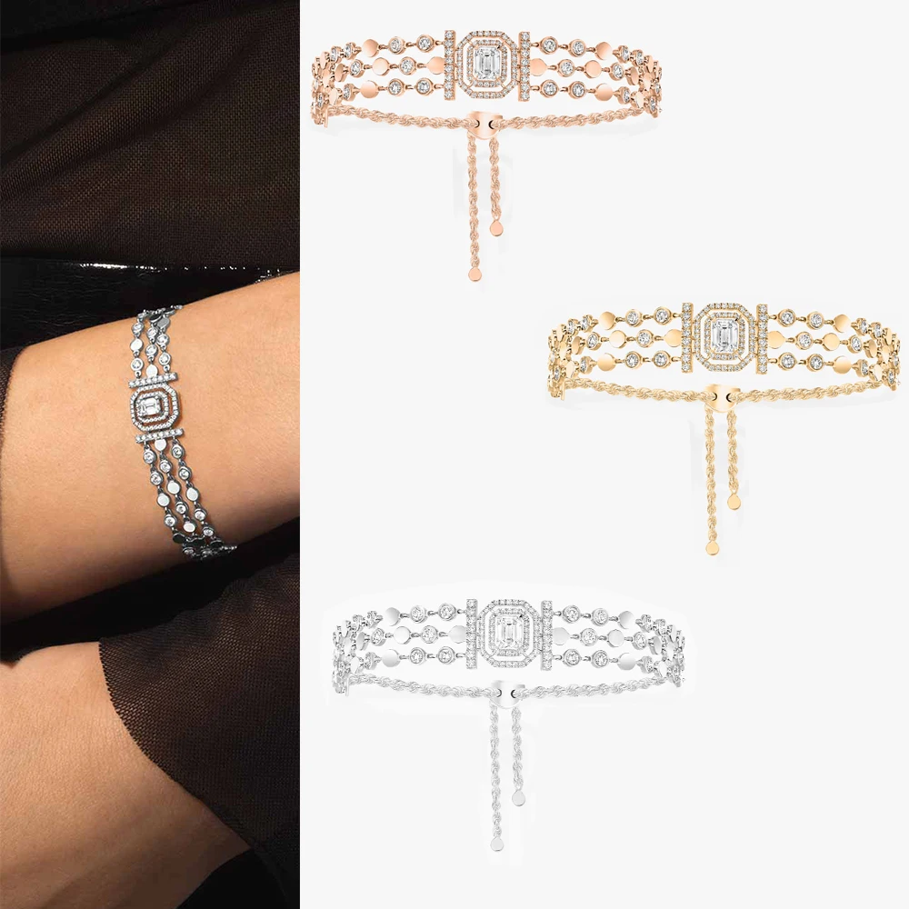 Pulsera de plata 925, joyería de lujo a la moda para mujer, regalo de fiesta de circón para el Día de San Valentín