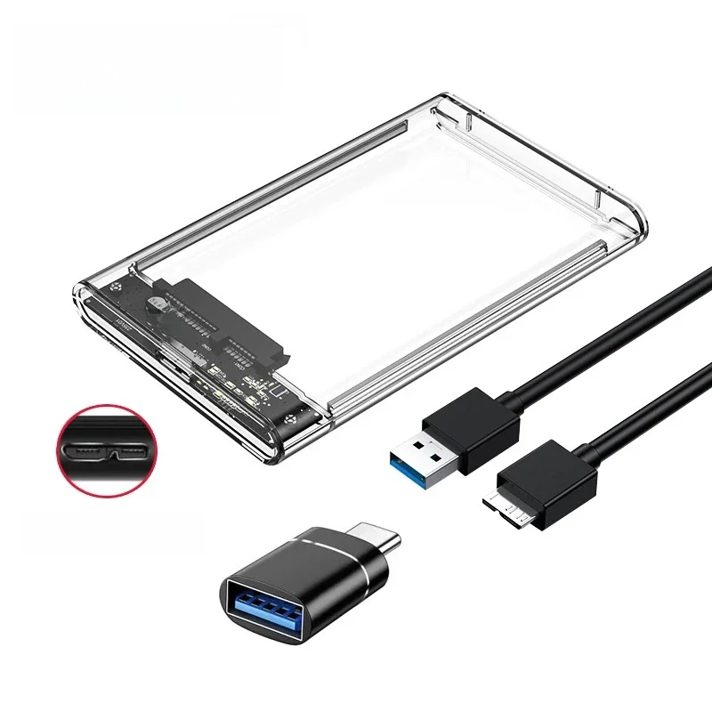 Obudowa dysku twardego USB 3.0 2,5-calowa obudowa dysku twardego SATA SSD z prędkością transferu 5 Gb/s Mobilna obudowa zewnętrzna Kabel dysku twardego — zdjęcie 2