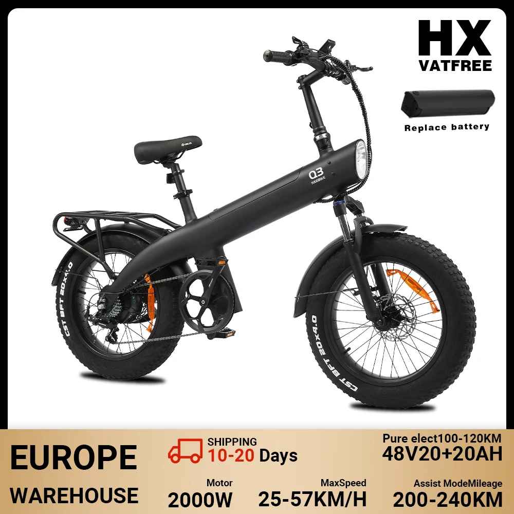 HX Q3 250W E-Bike für Erwachsene, 25 km/h, 48V 20Ah herausnehmbarer Akku, 20 Zoll Fat Tire, 115 Nm hohes Drehmoment