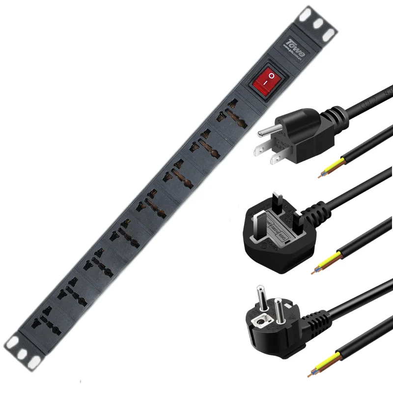 

1U 19" Multipurpose Socket 8 Ports PDU Rack Mount Power Strip Power Distribution Unit For Server Rack Data Center