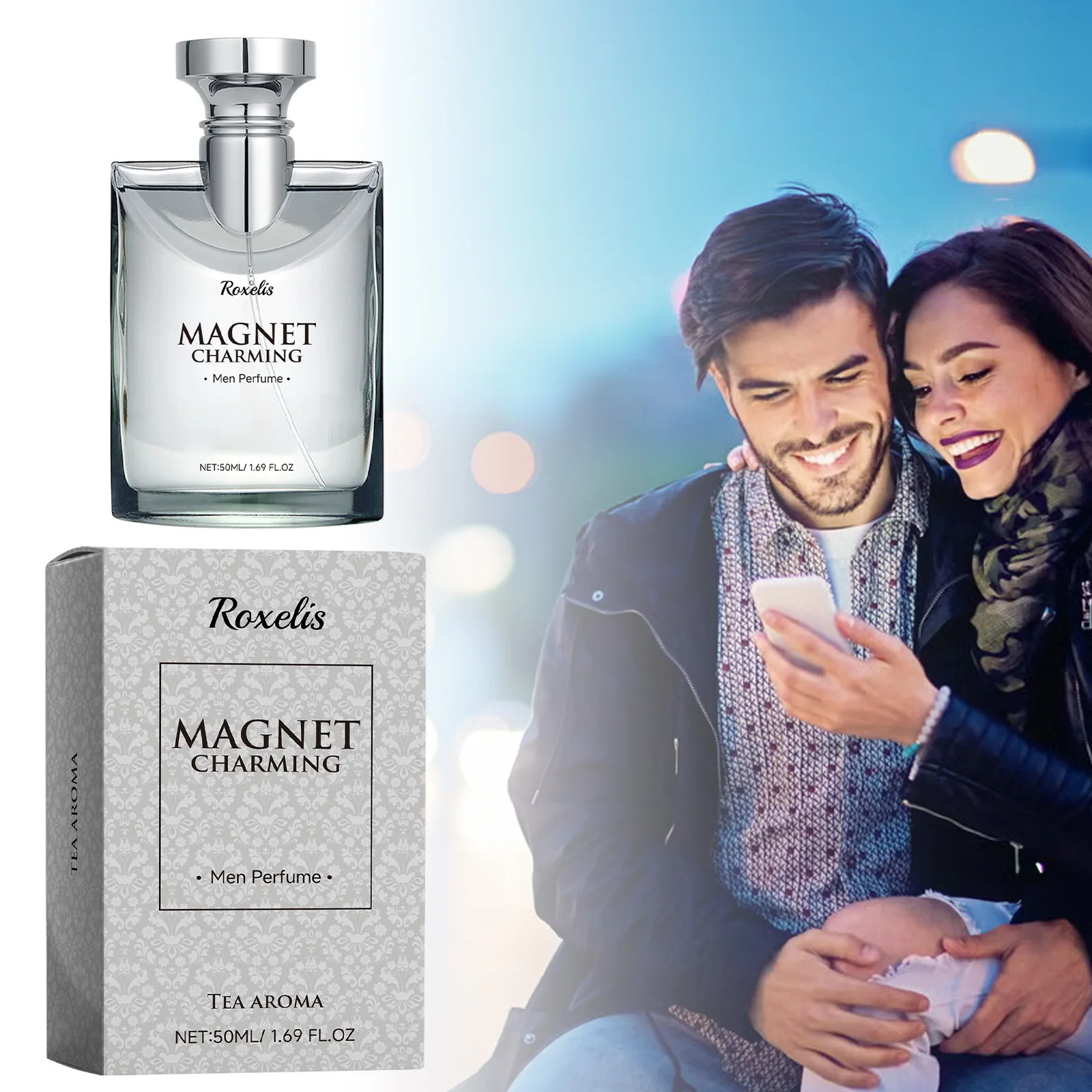 Roxelis 50ml Magnet Charming Men Perfume Tea Aroma Lasting Fragrance Pheromone Dating Bussiness Flirting Glamour Release Perfume