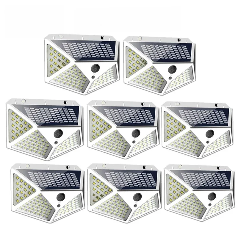 2/4/8/10PCS Solar Light Outdoor 100 LED Wall Lamp PIR Motion Sensor Lamp Waterproof LED Lights For Garden Street Decoration