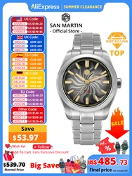 San Martin 2025 Guilloche Dial Snake Year Limited 39mm Miyota 90S5 Clear Caseback Men Automatic Mechanical Watch Luminous SN0144