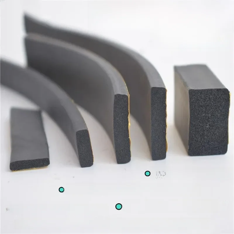 Bande d'étanchéité en mousse plate EPDM, joint en caoutchouc adhésif fort, bande en mousse noire EVA simple face, joint d'étanchéité d'isolation Anti-collision