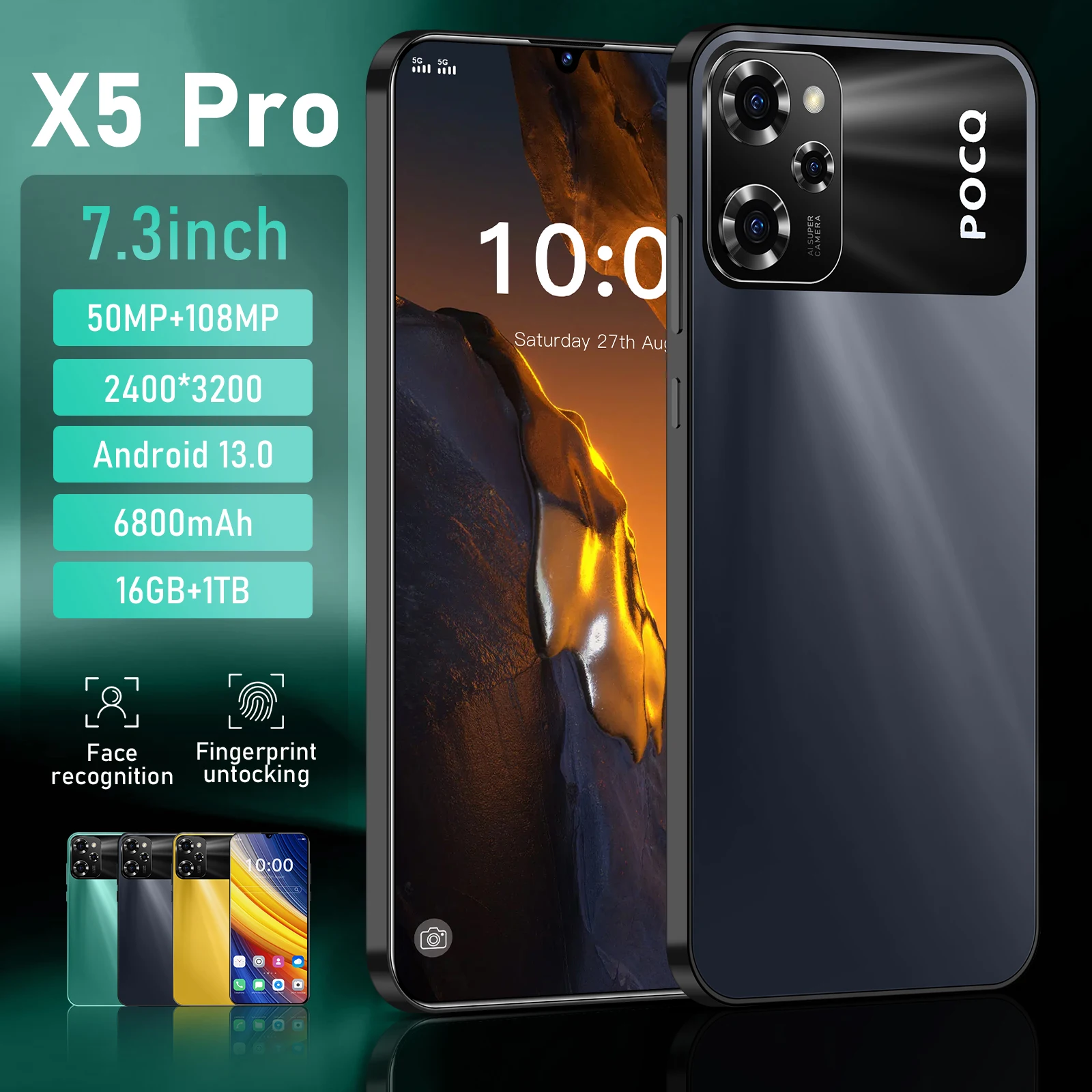 

2025 X5 Pro Smartphone 6.8'' Full Screen 4G/5G Cell Phone 16TB+1TB 6800mAh Mobile Phones 108MP Global Version Celulares