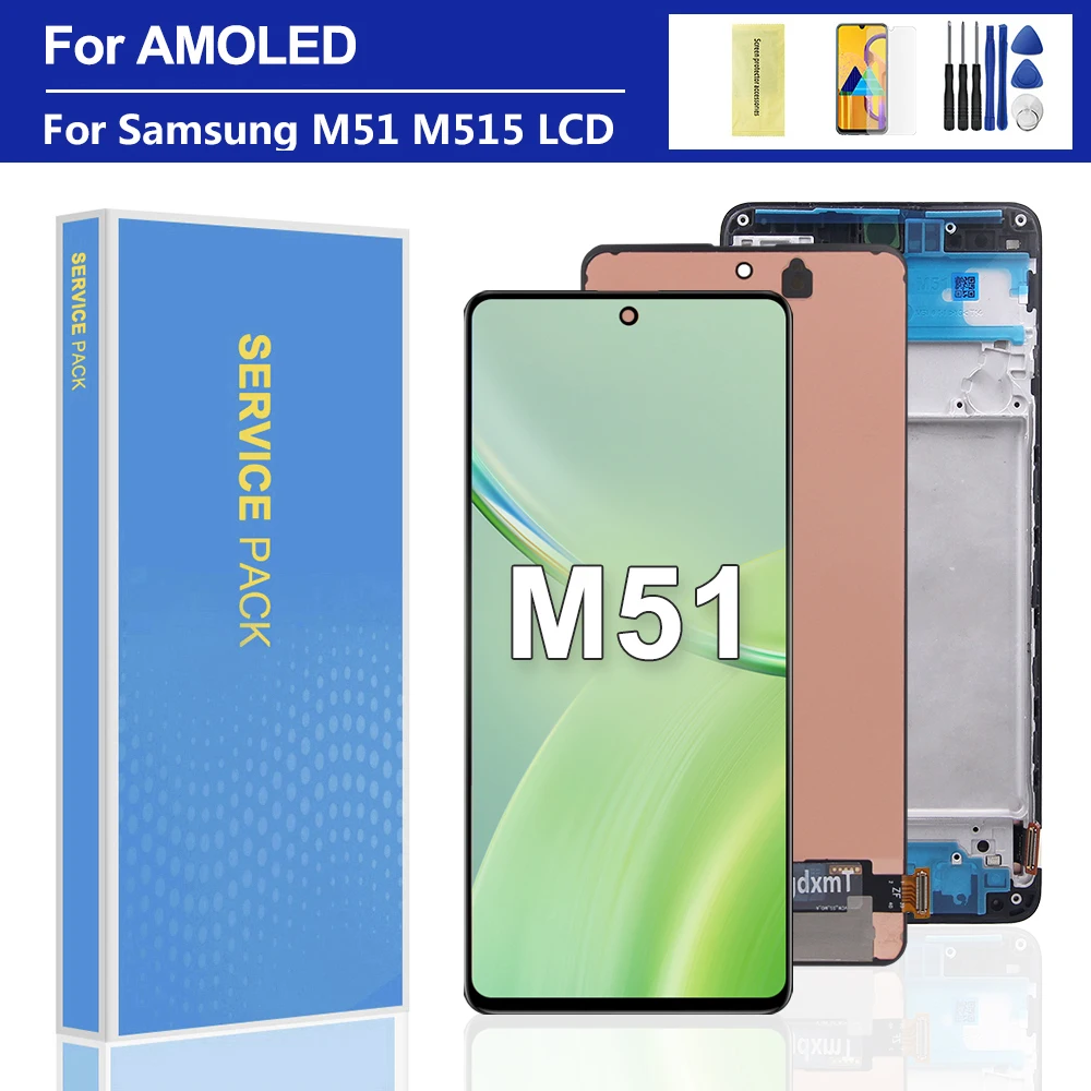 OLED Full Size For Samsung M51 LCD Display Touch Screen For Samsung M515 M515F M515F/DSN LCD With Frame Digitizer Parts