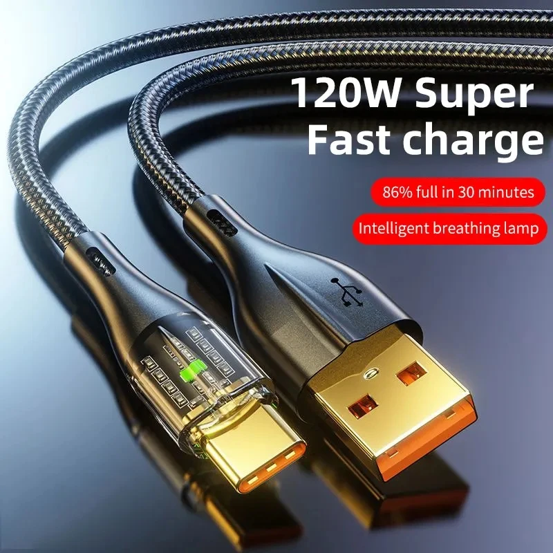 120W 6A USB To Type C Cable Super Fast Charging Data Cord For Xiaomi 12 Redmi Note 11 Samsung S23 S22 Huawei Type-c Charger Cord