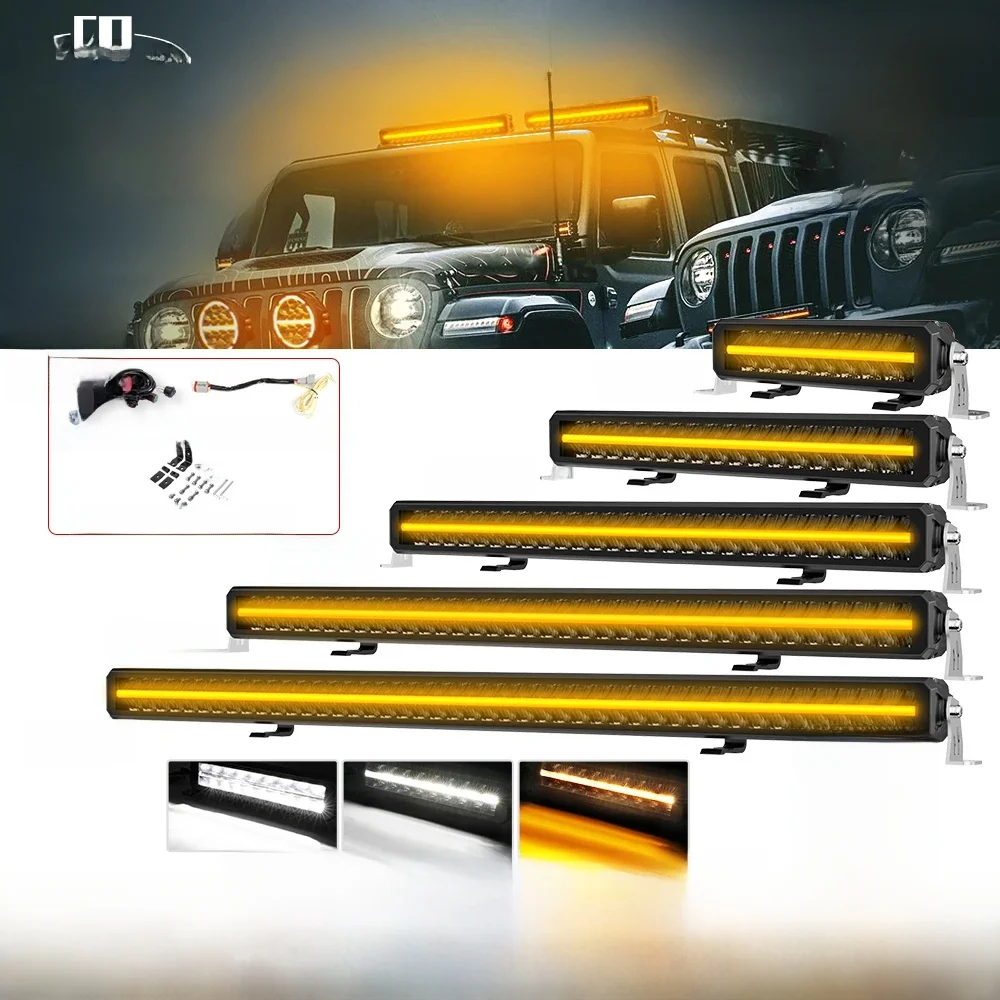 CO LIGHT 32 inch dubbele rij LED-lichtbalk anti-glare offroad 22 inch werklamp wit en oranje DRL met zij- en trapas voor SUV ATV - afbeelding 2