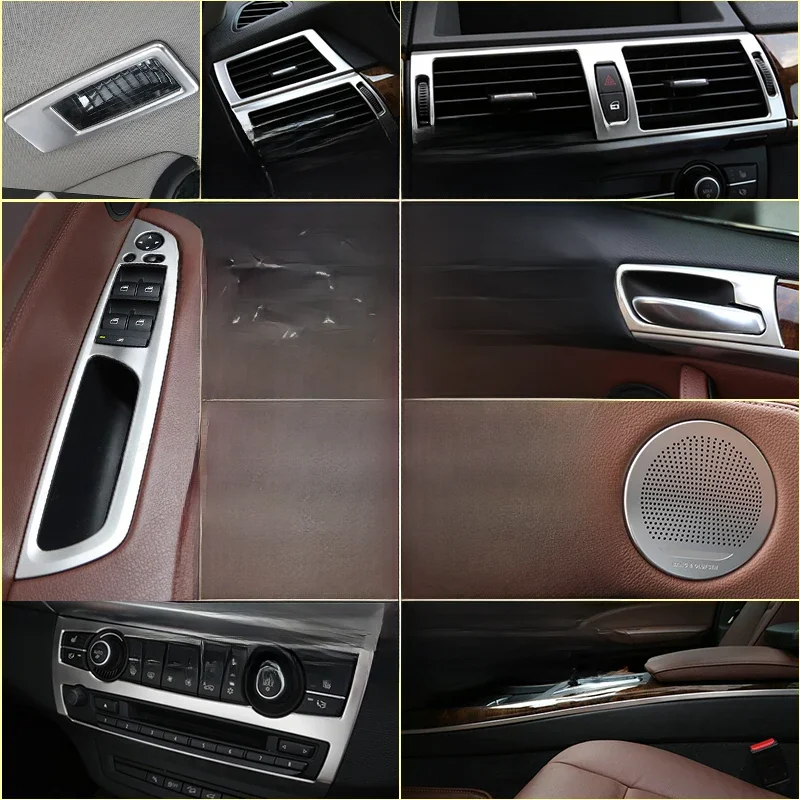 Samochód wewnętrznego drzwiowego głośnik Audio dźwigni zmiany biegów Panel podłokietnik drzwi do czytania pokrywa na światła wykończenia naklejki do BMW X5 X6 E70 E71 akcesoria — 2