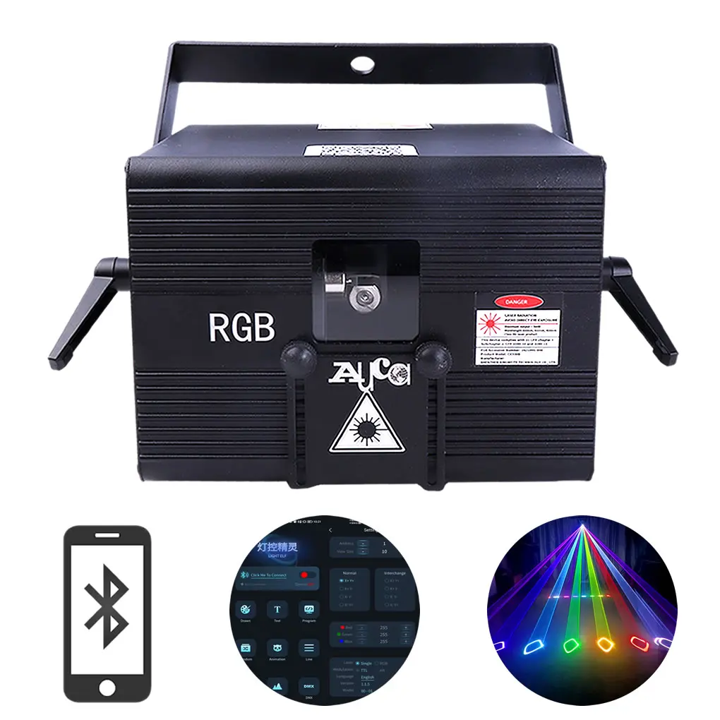 Fast Delivery Within US 5W RGBW Laser Animation Scan Projection Light Collocation Apple+Android Phone App Edit ILDA Stage Lights