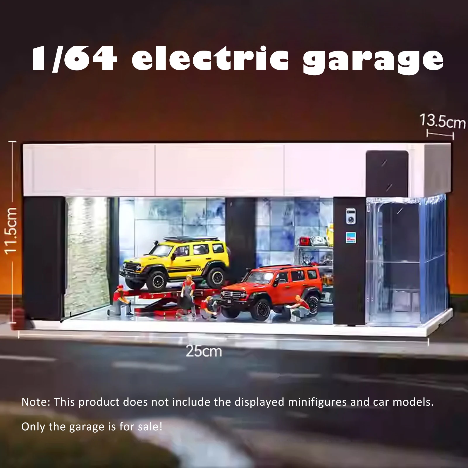 حافظة عرض مشهد موقف السيارات المضاءة لعام 1/64 للأرقام-قطعة مركزية للطاولة نموذج قابل للجمع علبة عرض جراج ركن السيارة #4