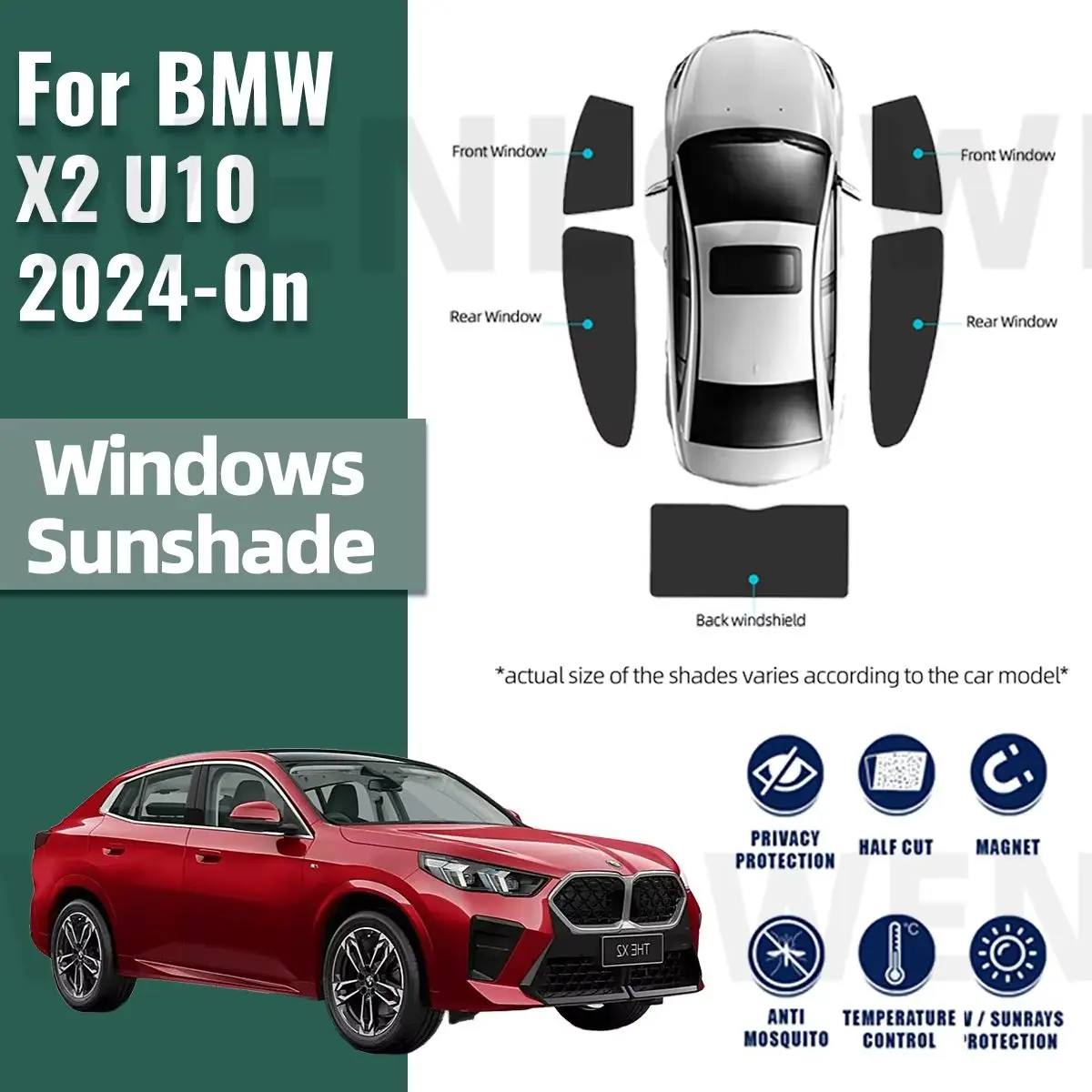 

For BMW X2 U10 IX2 2024 2025 Sun Shade Car Sun Visor Front Windshield Curtains Summer Window Sunshade Auto Accesorries