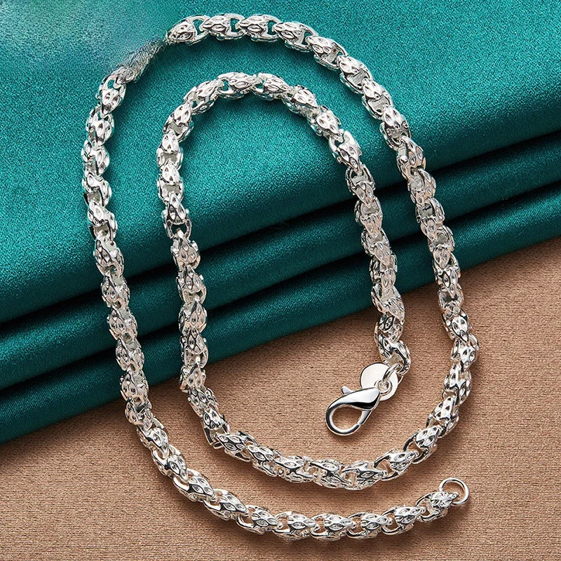 DOTEFFIL 925 Sterling Silver 20/24 Inch 5mm Naszyjnik z łańcuszkiem do kranu dla kobiet Mężczyzna Moda Biżuteria zaręczynowa ślubna — zdjęcie 2