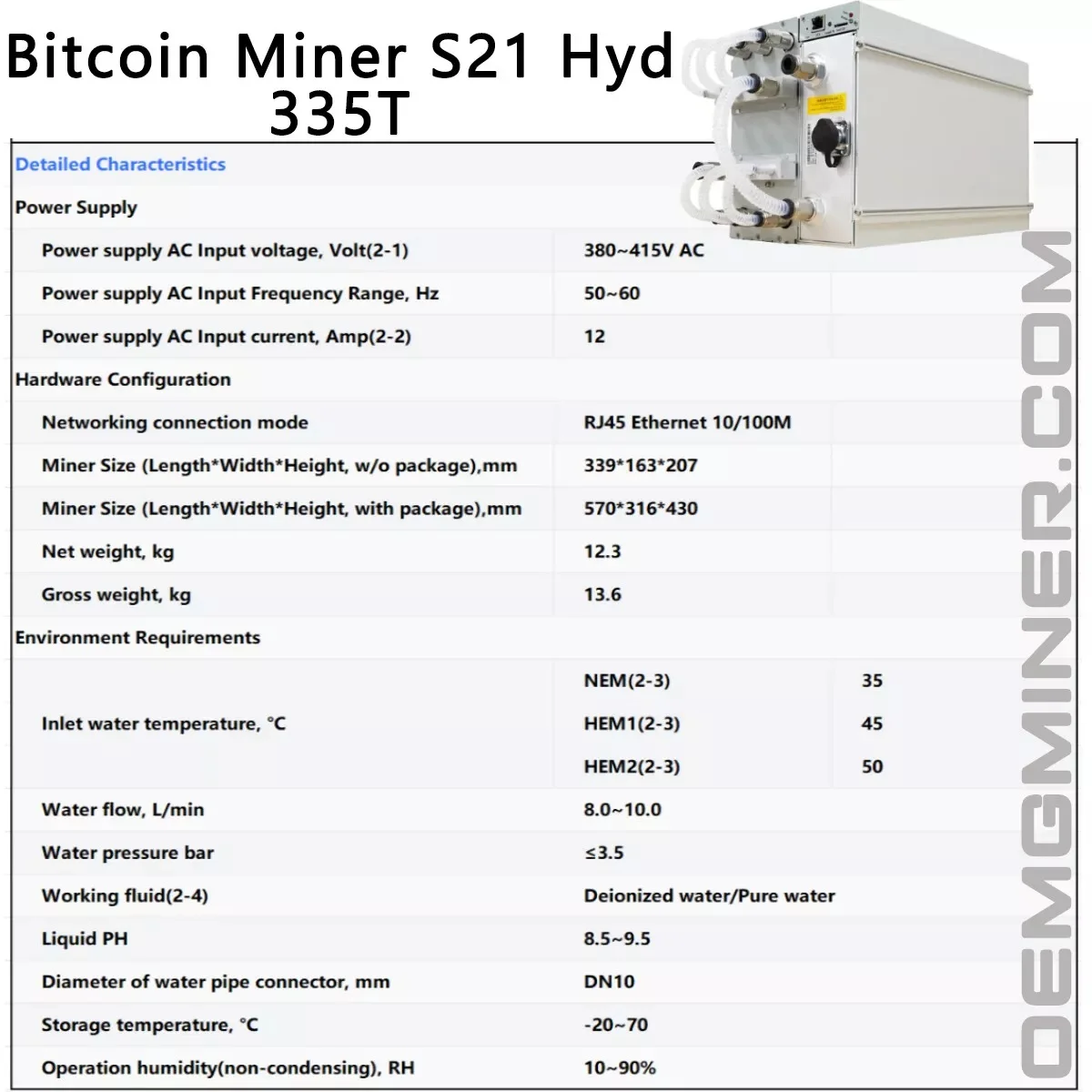 

КУПИТЕ 3, ПОЛУЧИТЕ 2 БЕСПЛАТНО Bitmain Antminer S21 Hyd 335T 5360 Вт BTC Miner ASIC BITCOIN Готовый запас для майнинга