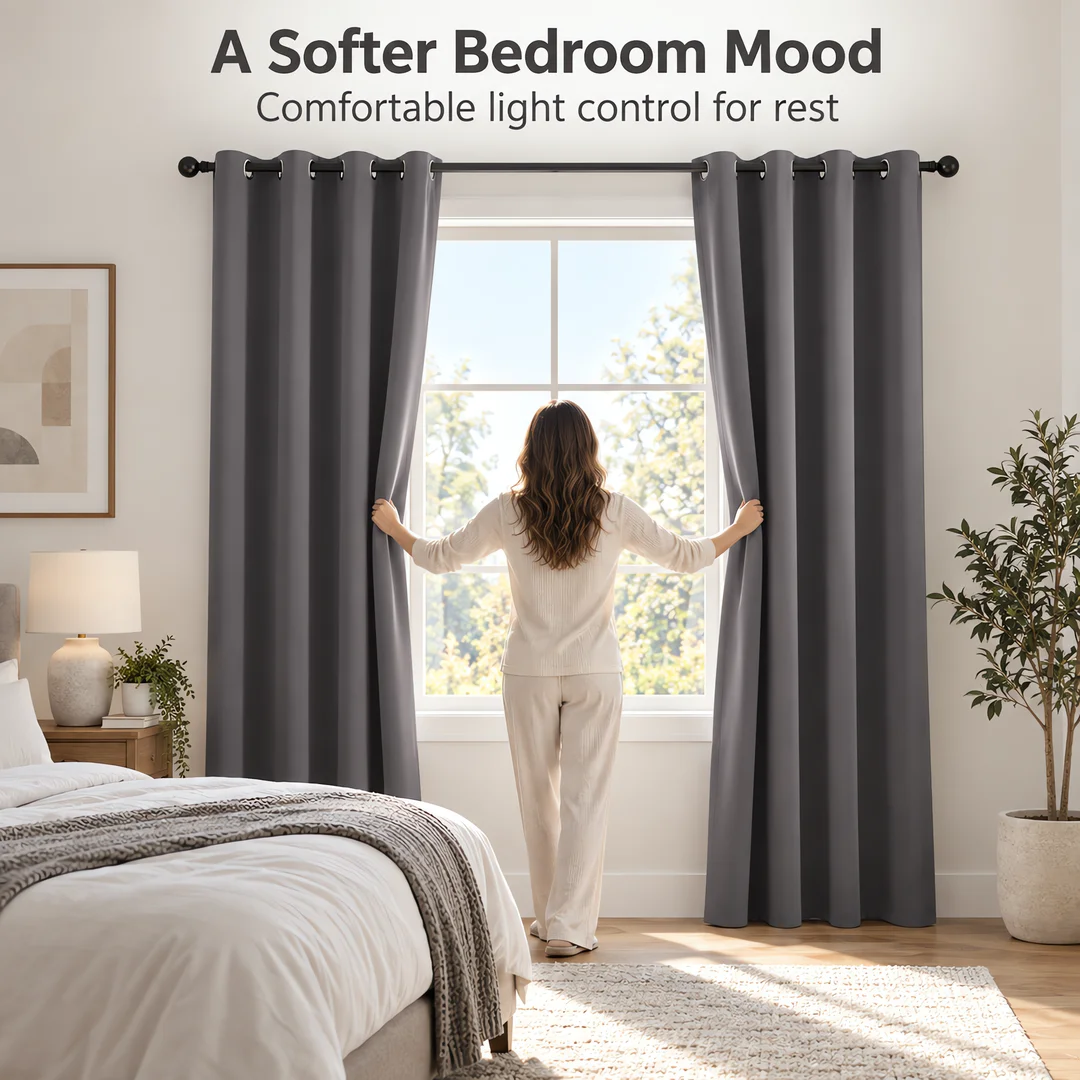 Modern double Layer Curtains Set White Sheer And Dark Grey Blackout Thermal Insulated Window Drapes for Bedroom Living Room