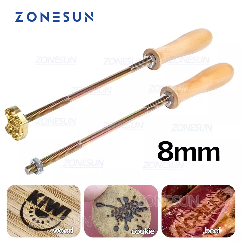 ZONESUN Customized metal stamp iron for food Cake cookie logo wood leather Burning Mold Stamp ,Iron Brass Mold Burning Handle