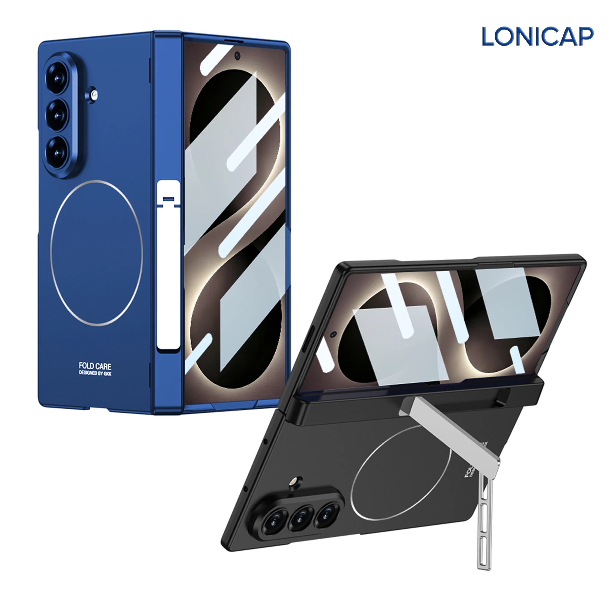 Phone Case For Samsung Galaxy Z Fold 8 Ultra/7 Magnetic Hinge Built-in Screen Film Magnetic Ring Luxury Shockproof Cover Case HD