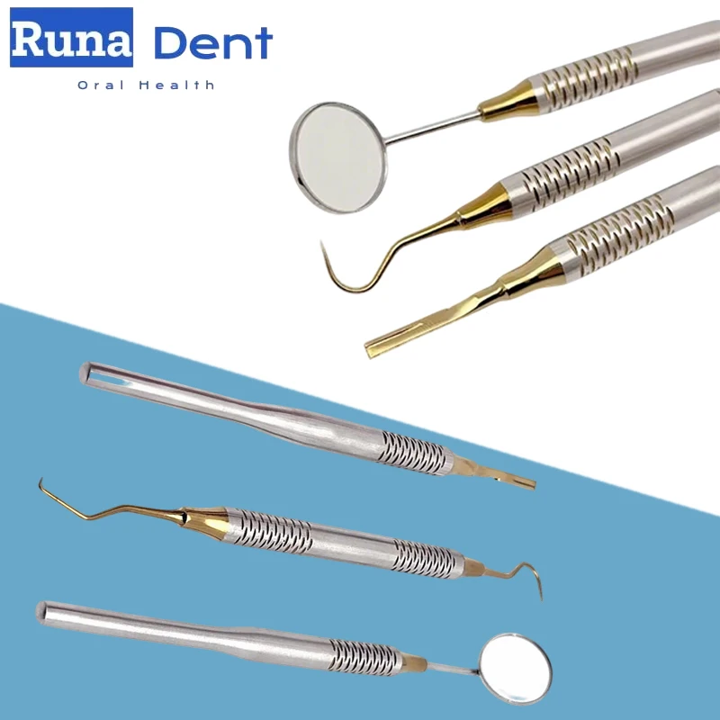 

3pcs Premium Dental Mirror Probe Double-Ended Stainless Steel Instrument for Oral Checkup and Plaque Detection