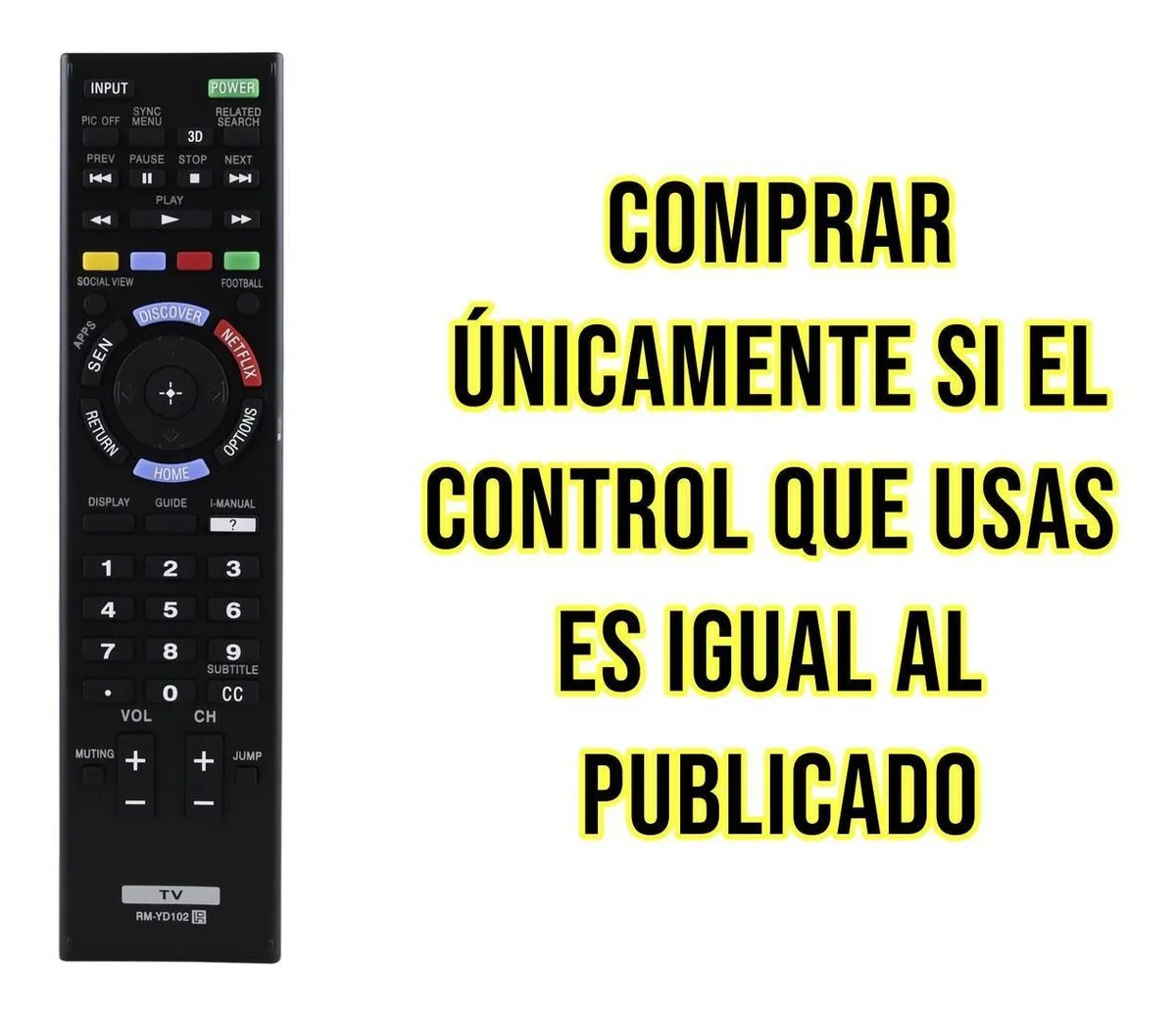 Control Remoto Compatible Con Pantalla Sony Bravia Smart Tv 100% Compatible
