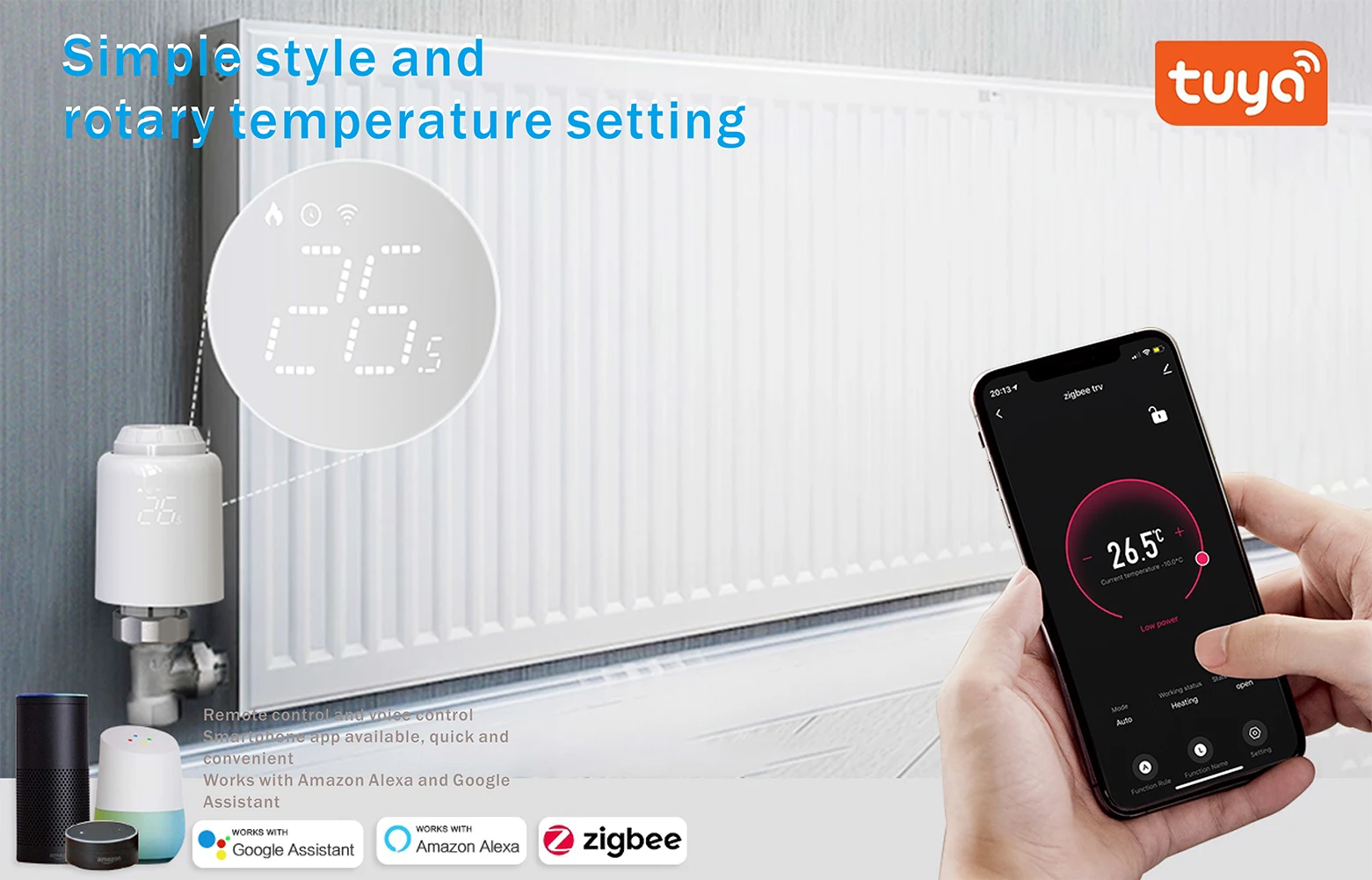 Qiumi Zigbee Smart Thermostatic Radiator Valve Supporting remote control by smart life app voice control by Alexa Googlehome