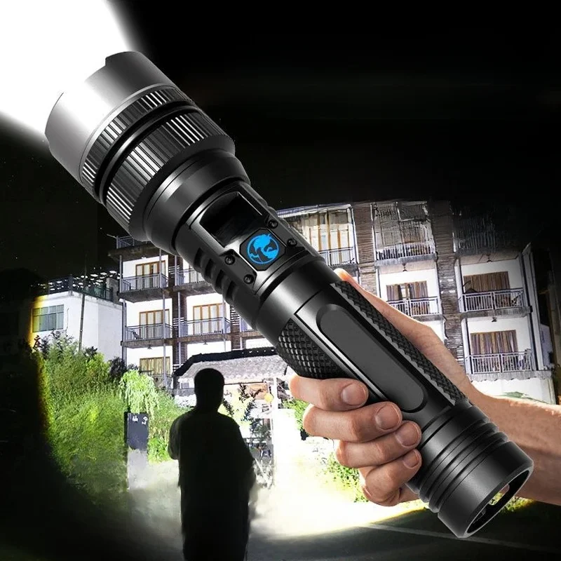 900000 LM lampe de poche LED puissante Zoom torche avec affichage numérique lampes de poche rechargeables portables de Type c pour Camping randonnée