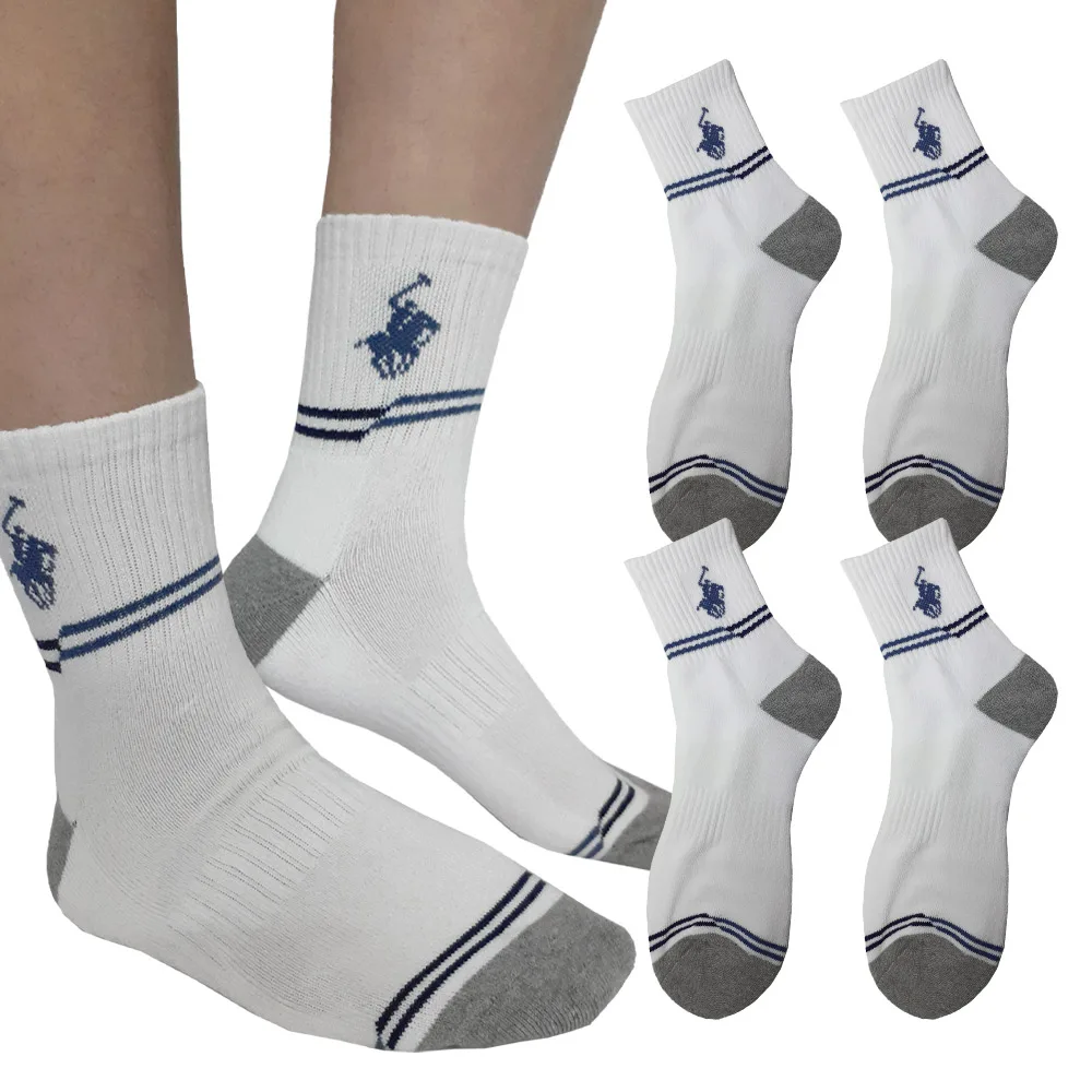 Beverly Hills Polo Club Men's Fleece Mid-Length Logo Socks, 5 Pairs