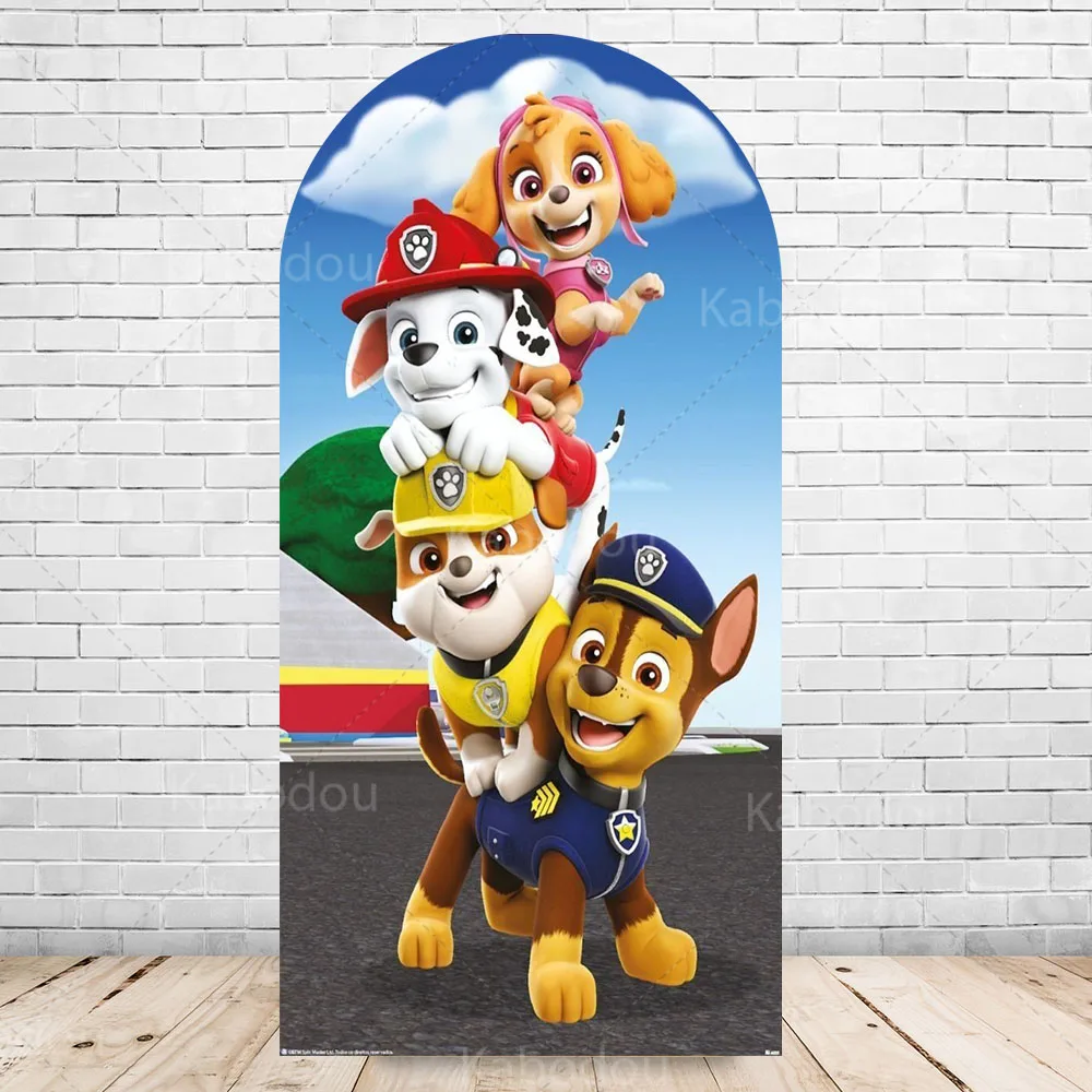 Patrulha pata arco pano de fundo para criança 1st festa de aniversário decoração parede filhote de cachorro chá de bebê fotografia fundo photo studio banner