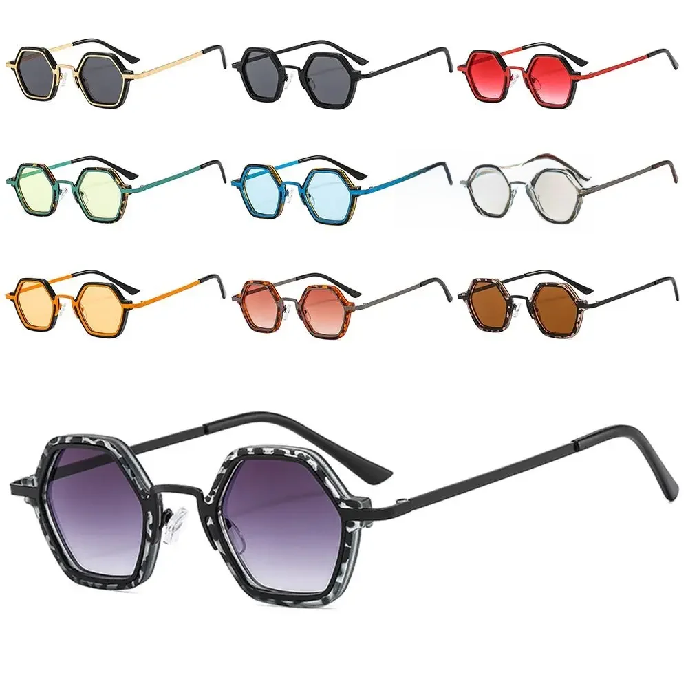 AliExpress Unisex Small Frame Polygonal Sunglasses Retro Hip Hop Punk Shades, Unique Metal Frame Sun Glasses Trendy Driving Eyewear