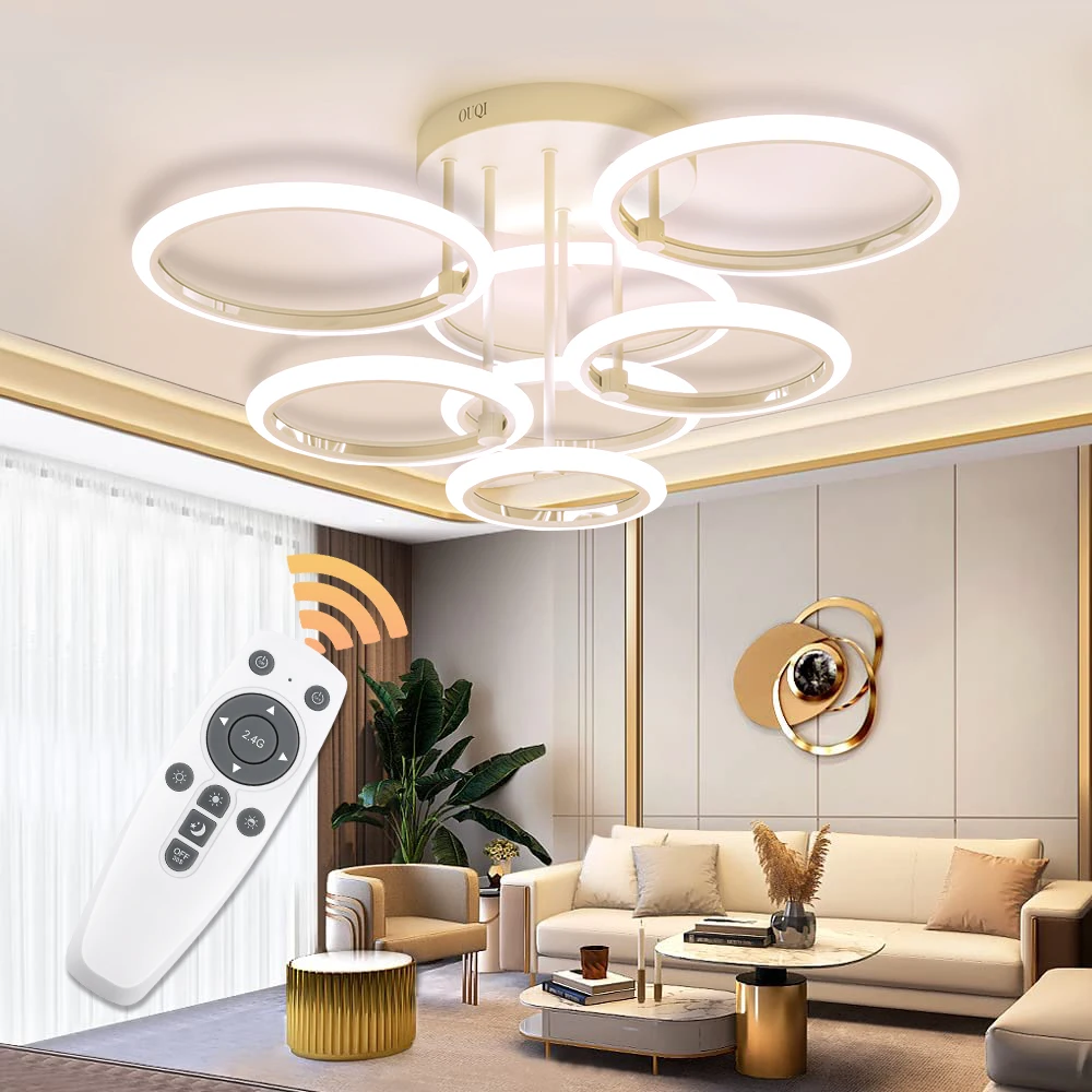 Moderne LED-plafondkroonluchter Verlichting Ring Home Decorations Plafond Hanglampen Kroonluchter Woonkamer Slaapkamer Verlichting Glans