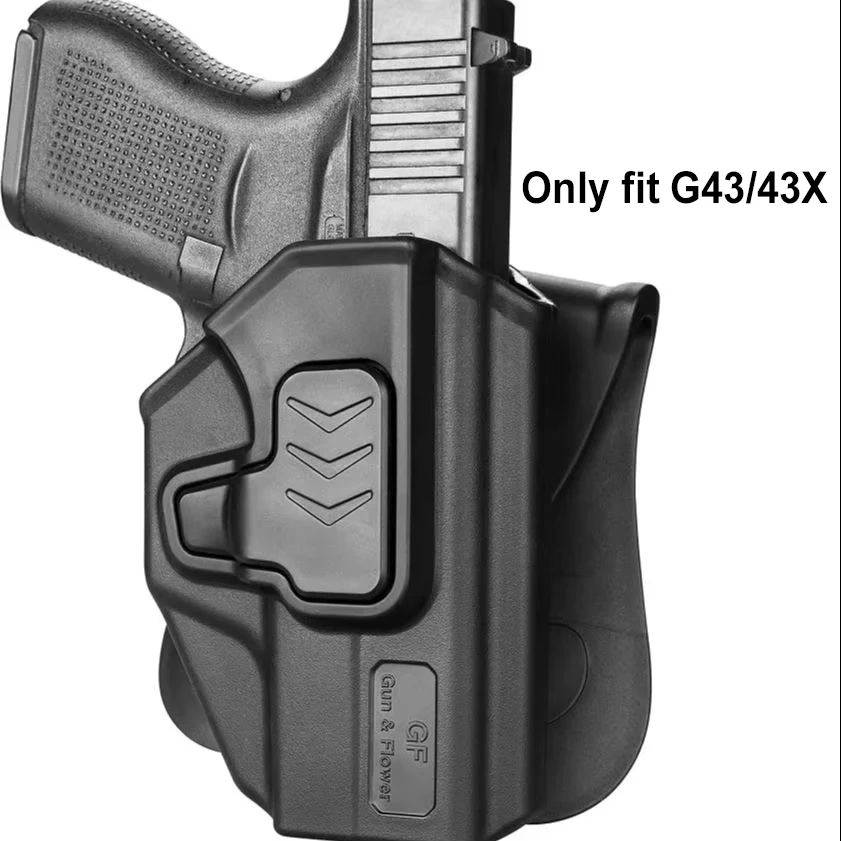 حافظة بوليمر مع الاحتفاظ على المستوى الثاني، مسدس سحب سريع تكتيكي، يناسب Glock43، 43x، لا تناسب G43X مع السكك الحديدية، مؤشر OWB، إصدار الإصبع