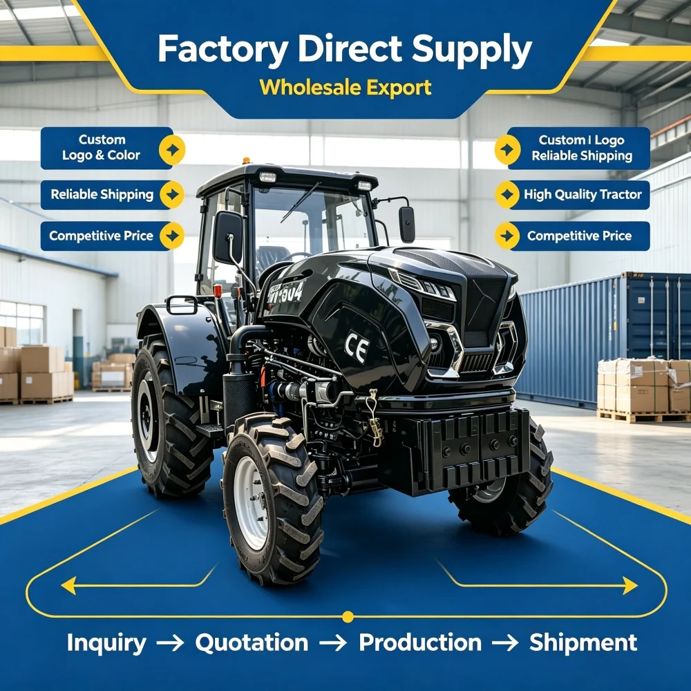Agricultural Tractor 50HP 4WD CE Euro5 Diesel, Cabin Optional, Various Implements, Wholesale for Orchard Vineyard