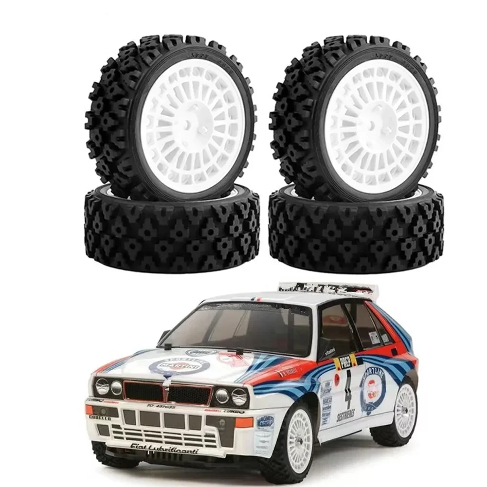 Pneus de roue universels de rallye à course plate, 4 pièces, pour Tamiya TT01/TT02/XV-01/XV02/HPI 1/10 RC, accessoires de réparation de bricolage