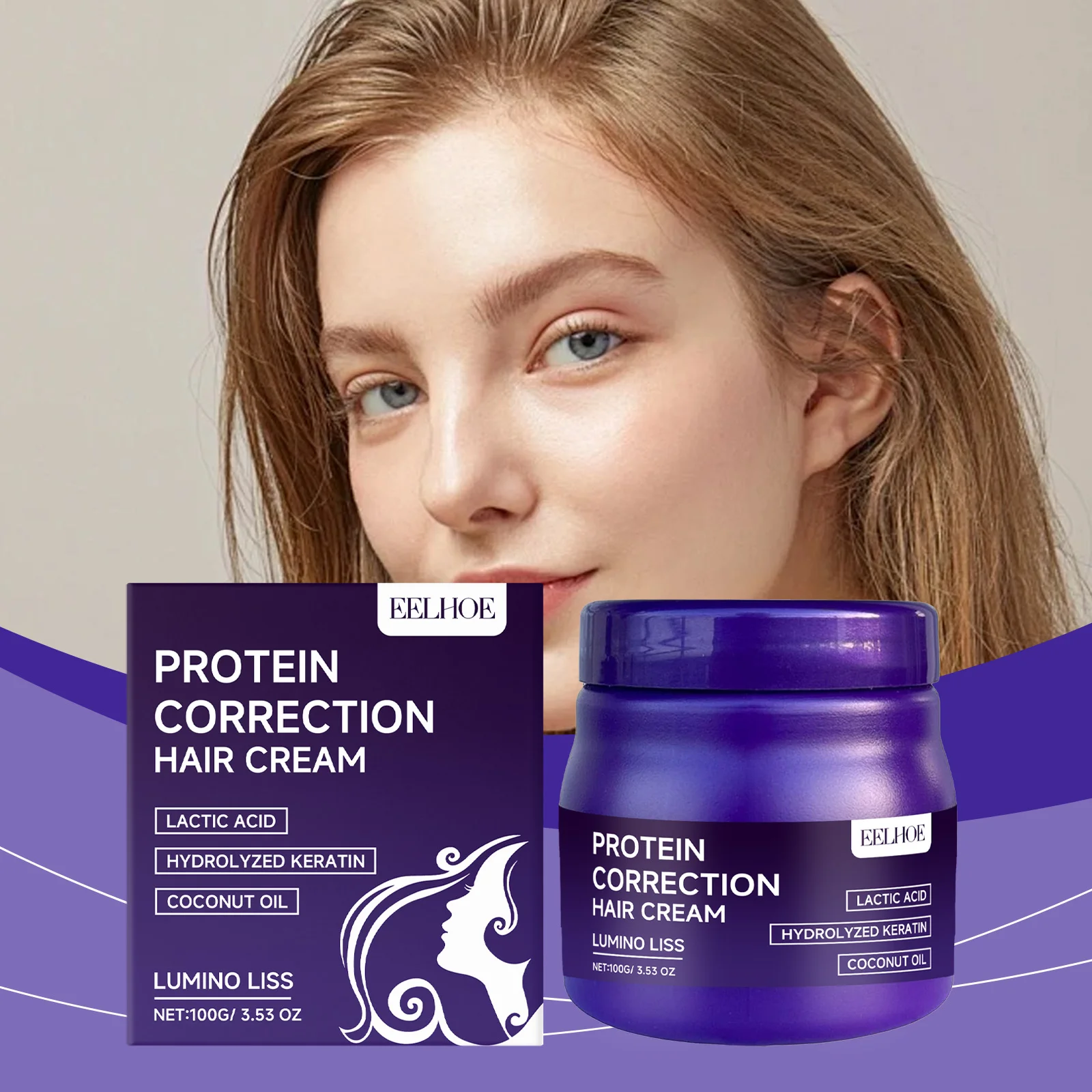 Eelhoe Protein Hair Cream Anti Frizz Improve Hair Quality Increase Elasticity Nourishing Hair Straightening Cream Smoothing Hair Treatment