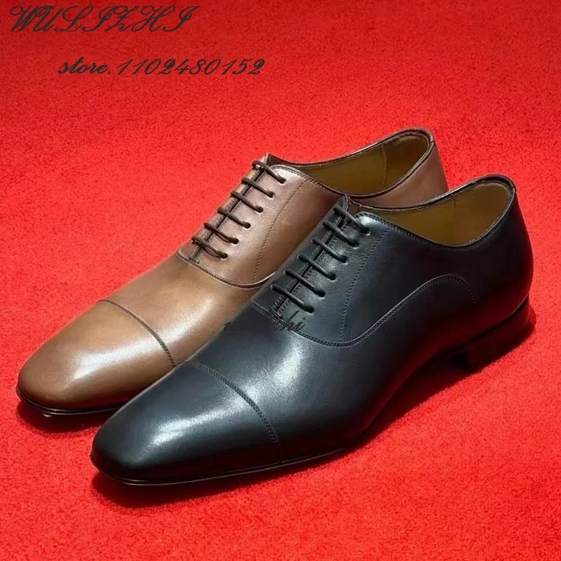 Sapato Oxford marrom vintage masculino, mocassins elegantes com renda, couro envernizado preto, tênis espelhado brilhante, festa bonito, casamento