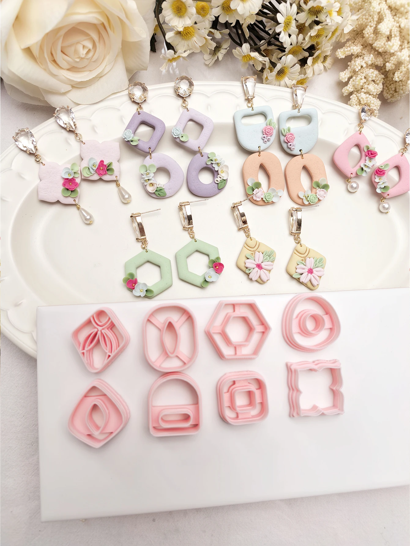 8Pcs Polygonal Simple 3D Solid Shaped Polymer Clay Molds Clay Cutting Molds Tools For DIY Earring Jewelry Ornaments Handmade
