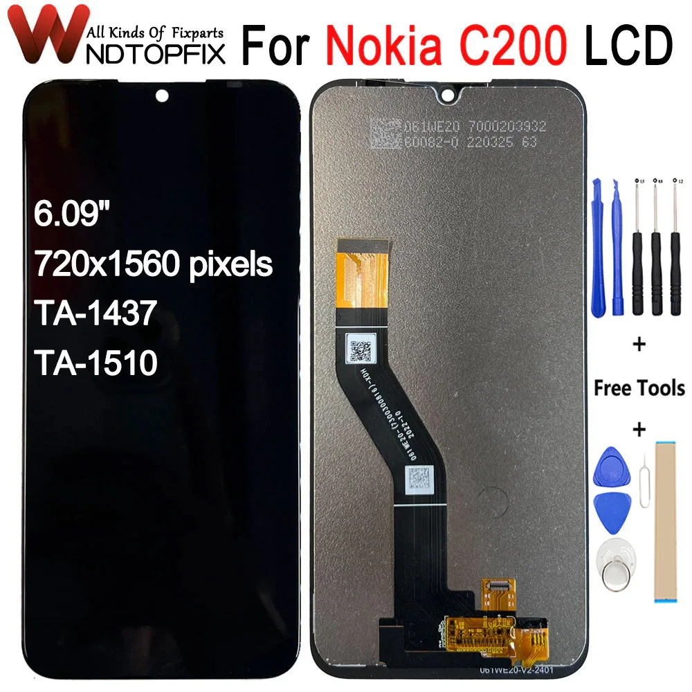 

6.09" For Nokia C200 LCD Display Touch Panel Screen Digitizer Assembly Replacement TA-1437 TA-1510 For Nokia C200 LCD Screen