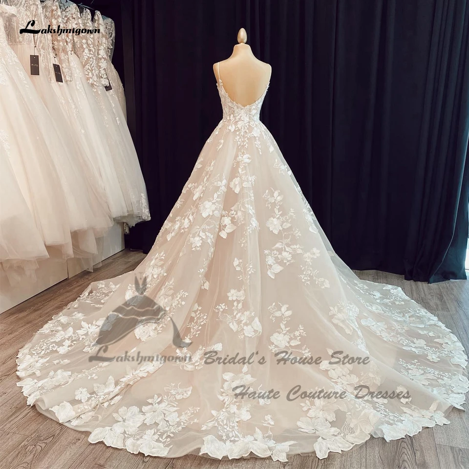 Lakshmigown Luxuriöse Boho-Spitzen-Brautkleider mit Spaghettiträgern 2026 Vestidos Blush Pink Sexy Damen-Kirchen-Brautkleider nach Maß – Detail 2