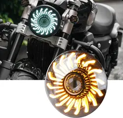 5-3/4 5.75 Inch Round LED Headlight Fits for Harley Davidson Dyna Street Bob Super Wide Glide with Lo/Hi Beam Project Headlight