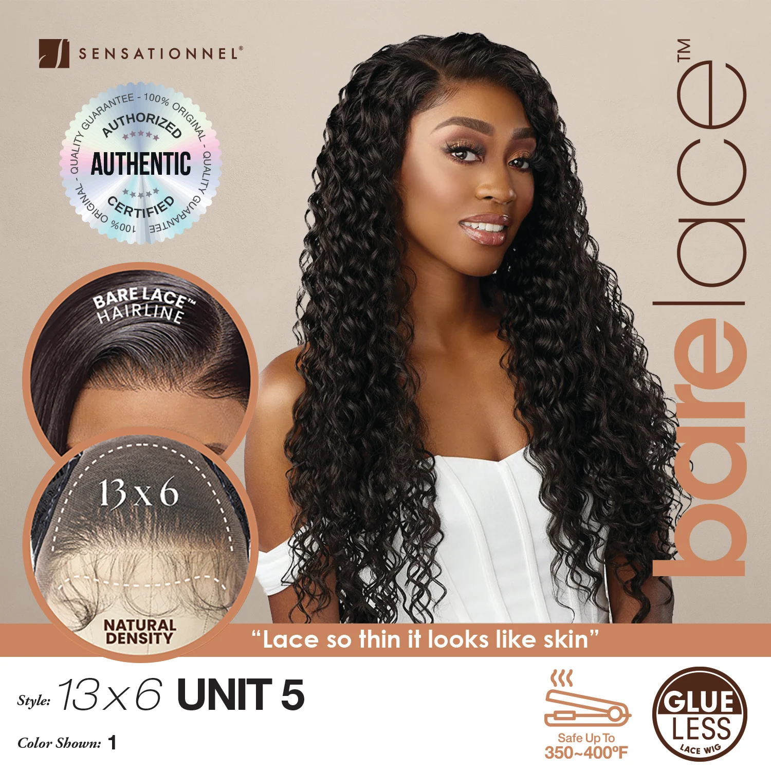 Sensationnel Glueless BareLace HD Lace Front Wig 13X6 Unit 5 - Long, Realistic Hairline, Soft Touch, Effortless Styling