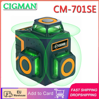 Cigman Cm-701Se 3X360 °   12 Lines Laser Level 3D Green Cross Line with Remote Controller and Magnetic L-Shaped Bracket up to 50m W