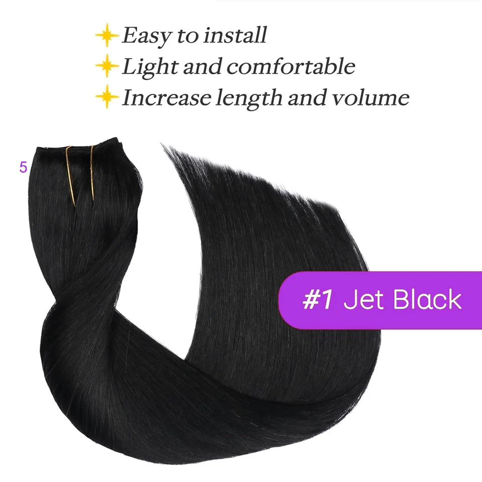 Extensión de cabello humano vietnamita con clip, una pieza, lacia, 16-26 pulgadas, color natural 2