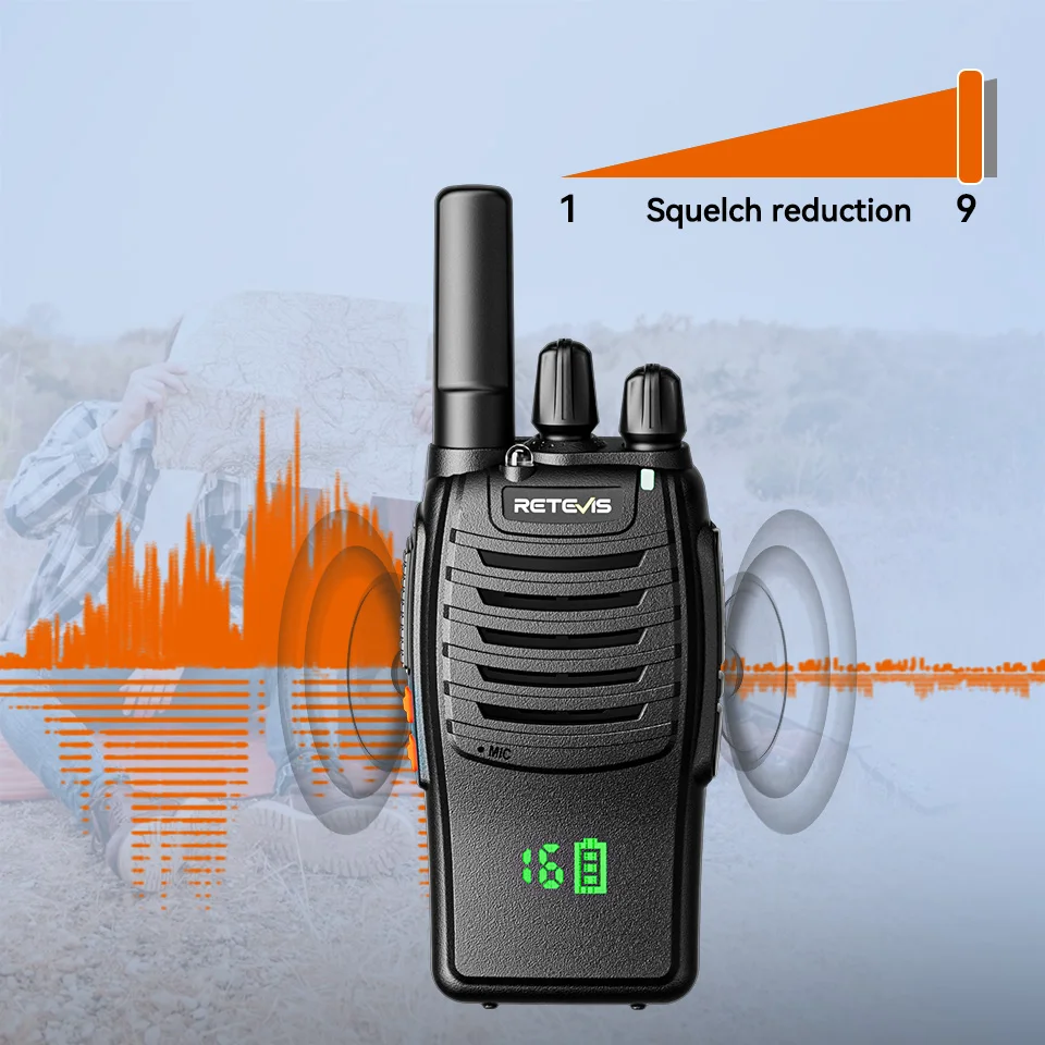 Retevis H777H Walkie-Talkie, 6-teilig, Zwei-Wege-Radio, Walkie-Talkie, PMR/FRS, Kommunikationsradio, tragbar, mit Sechs-Wege-Ladegerät, Gegensprechanlage – Detail 8