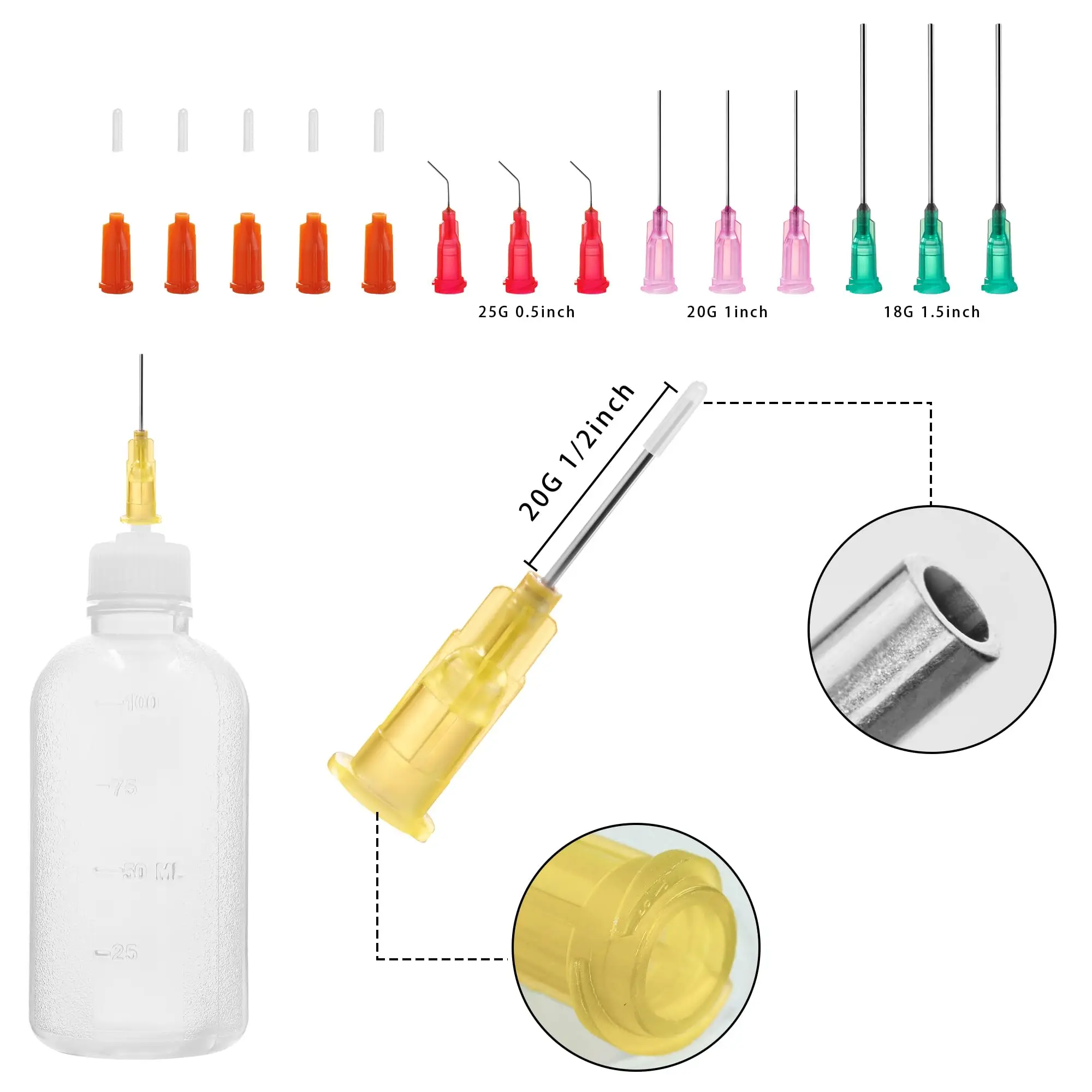 30ml Glue Bottles with Blunt Needle - Precision Tip Squeeze Applicator Dispenser Bottle for Dispensing or Refilling Oil, Liquids
