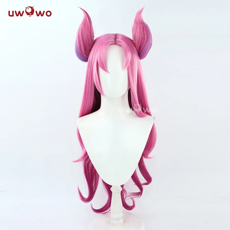 Peluca de cosplay UWOWO Kaisa, peluca de juego Star Guardian Kai'Sa SG, pelo largo resistente al calor, peluca rosa y morada, peluca de Halloween