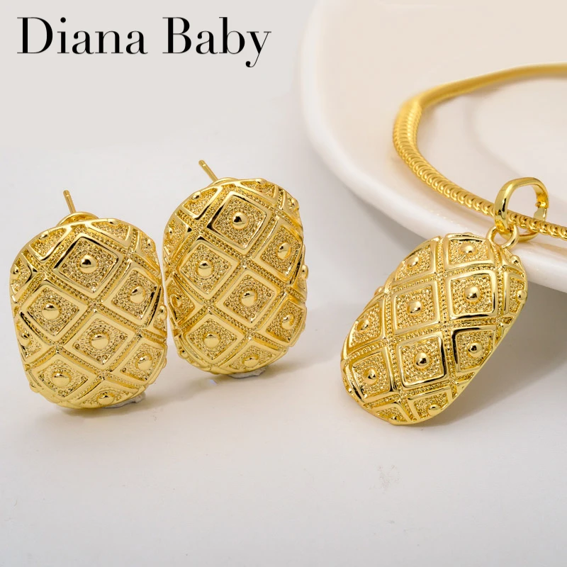 

Diana Baby Jewelry New Vintage Advanced Necklace Earrings Sets Ethiopian Dubai African For Women Wedding Accessories