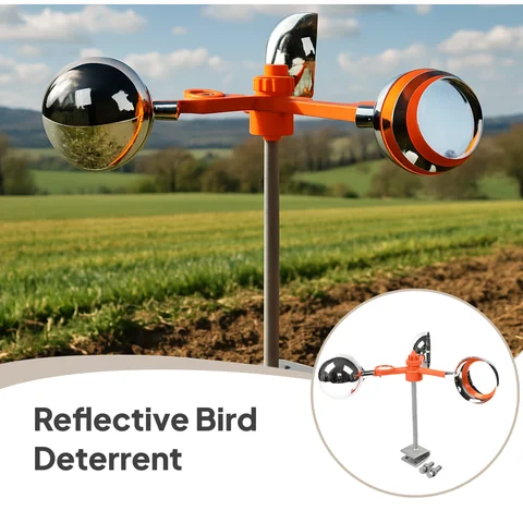 Solar Reflective Bird Repeller 360 Degree Wind Power Ultrasonic Birds Repeller Rotary Portable Bird Deterrent Device for Garden
