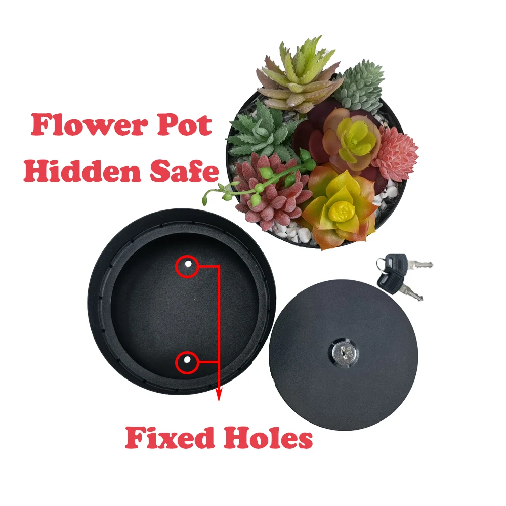 Iron Flower Pot Diversion Safe with Lock Hidden Box Secret Compartment Hideaway Plant Stash Hide Money Keys Valuables