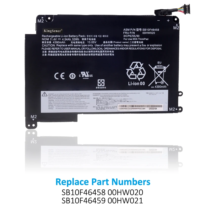 Imagem -02 - Kingsener 11.4v 53wh 00hw020 00hw021 Bateria do Portátil para Lenovo Thinkpad P40 Yoga 460 Yoga 14 Sb10f46458 00hw020 00hw021 53wh